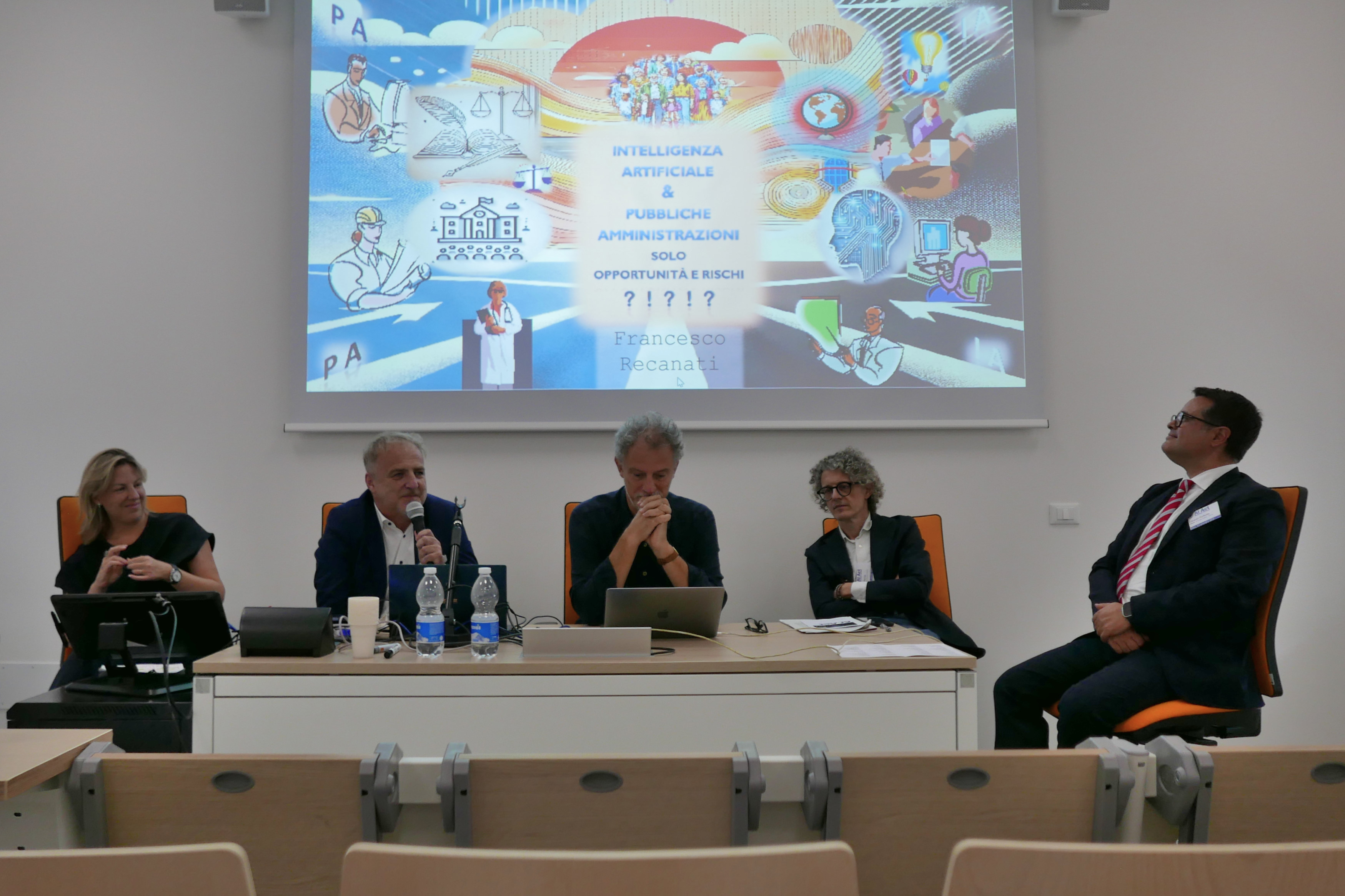 Tavola rotonda. Da sinistra Anna Mareschi Danieli, Fabiano Benedetti, Angelo Montanari, Silvio Ranise, Edoardo Raffiotta